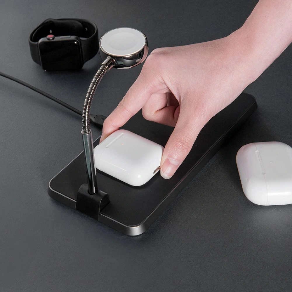 Hurtownia GSM - Bezdrátová nabíječka Adam Elements Omnia Q3 pro 3 zařízení s držákem na Apple Watch (černá) - ADAM003BLK - {ean13} - Hurt