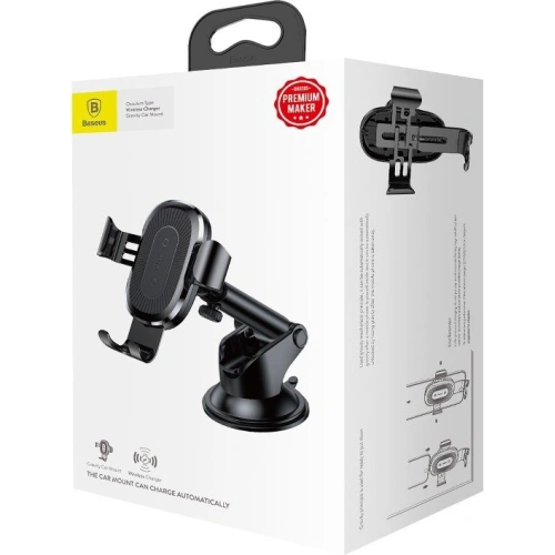 Samochodowy uchwyt grawitacyjny Baseus z ładowarką indukcyjną Qi (czarny)