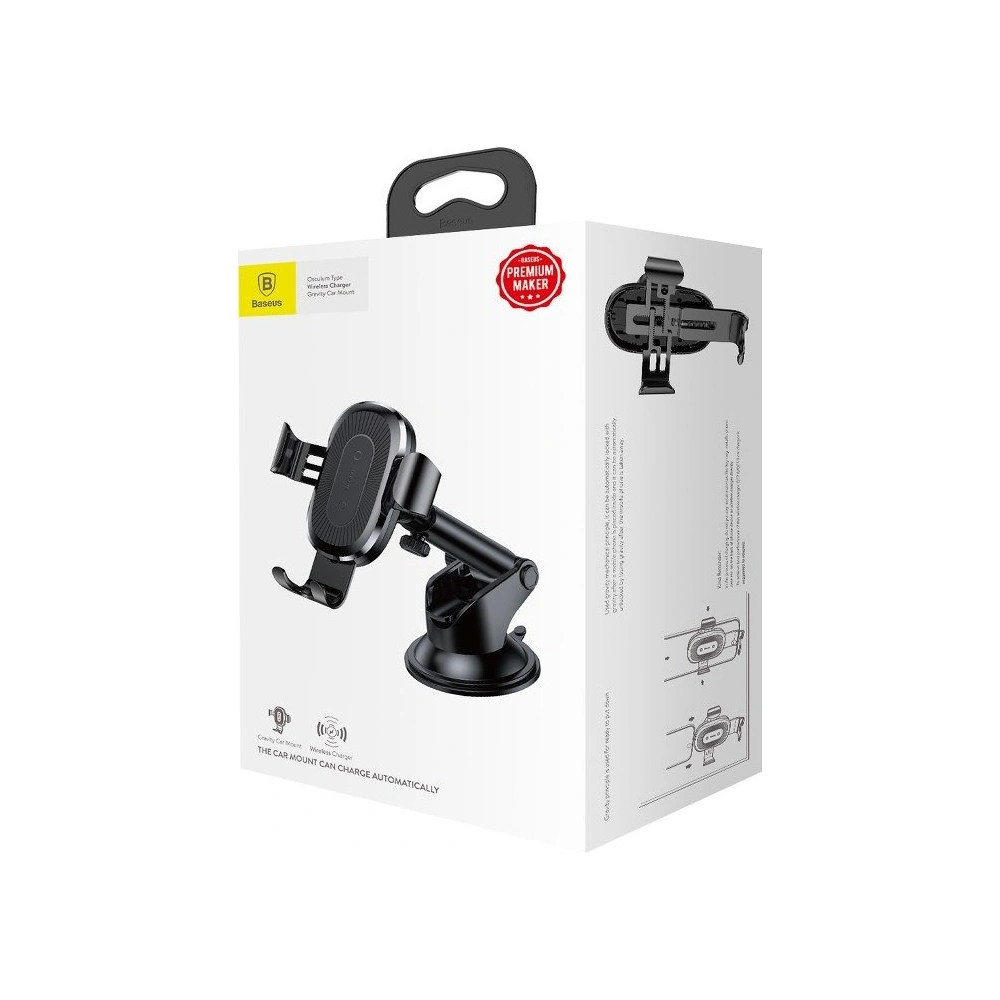 Wholesale Baseus Gravity Car Mount with inductive charger Qi (Black) - BSU3240BLK - {ean13} - Hurt