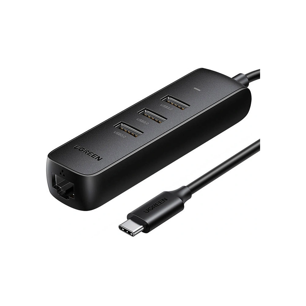 Hurtownia GSM - Adaptér UGREEN 5v1 USB-A na 3x USB 2.0 + RJ45 + USB-C (černý) - UGR1222BLK - {ean13} - Hurt
