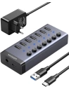 Hub UGREEN 7w1 USB-C, 7x USB-A 3.0 12V 2A (czarny)