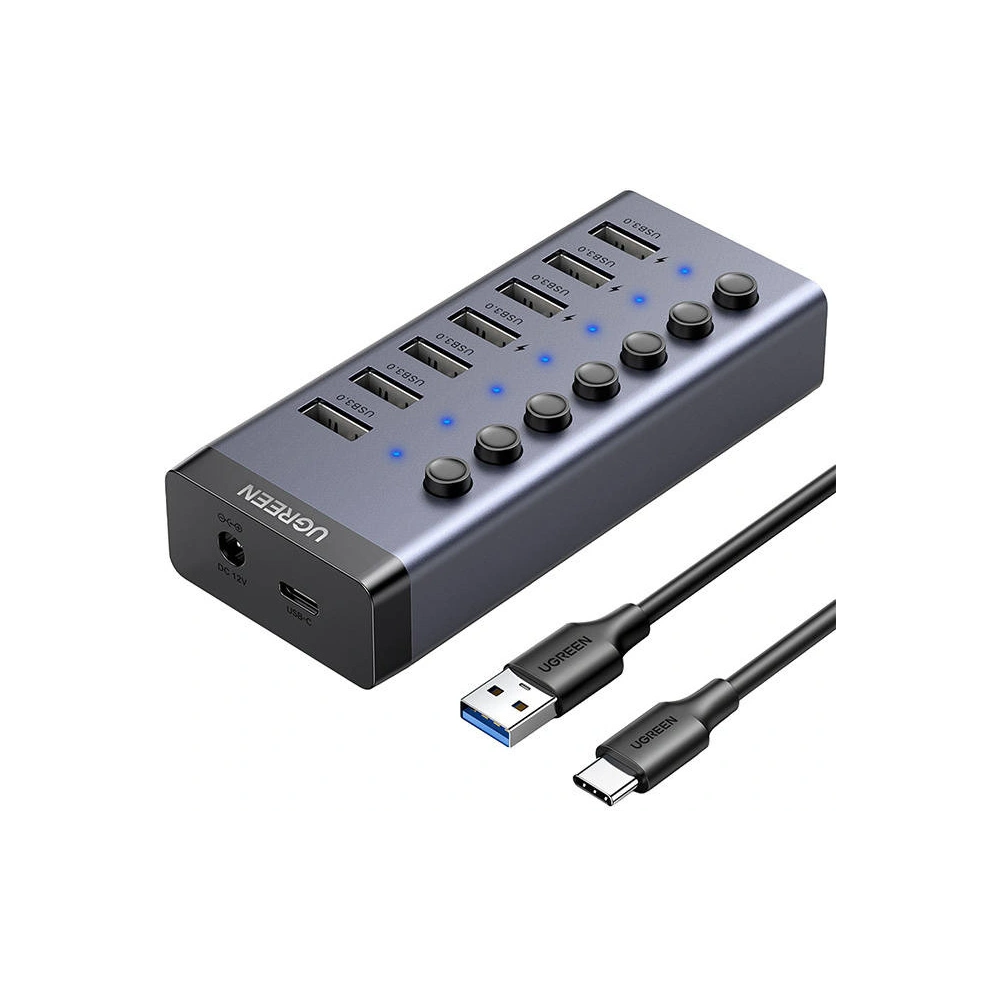 Hurtownia GSM - Hub UGREEN 7w1 USB-C, 7x USB-A 3.0 12V 2A (černý) - UGR1228BLK - {ean13} - Hurt