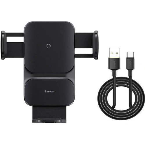 Samochodowy uchwyt grawitacyjny do kratki Baseus Wisdom z ładowarką indukcyjną Qi (czarny)