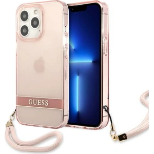 Guess GUHCP13LHTSGSP Apple iPhone 13 Pro pink hardcase Translucent Stap