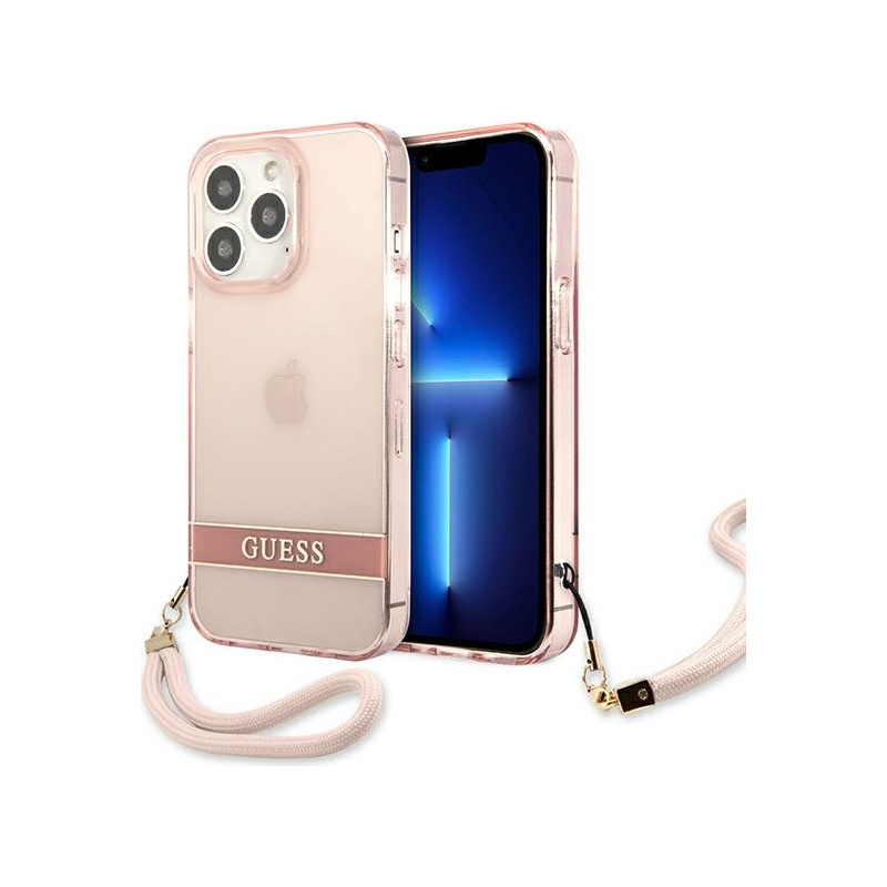 Guess Distributor - 3666339040659 - GUE1715PNK - Guess GUHCP13LHTSGSP Apple iPhone 13 Pro pink hardcase Translucent Stap - B2B homescreen