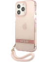 Wholesale Guess GUHCP13LHTSGSP Apple iPhone 13 Pro pink hardcase Translucent Stap - GUE1715PNK - {ean13} - Hurt