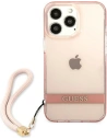 Wholesale Guess GUHCP13LHTSGSP Apple iPhone 13 Pro pink hardcase Translucent Stap - GUE1715PNK - {ean13} - Hurt