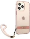 Wholesale Guess GUHCP13LHTSGSP Apple iPhone 13 Pro pink hardcase Translucent Stap - GUE1715PNK - {ean13} - Hurt