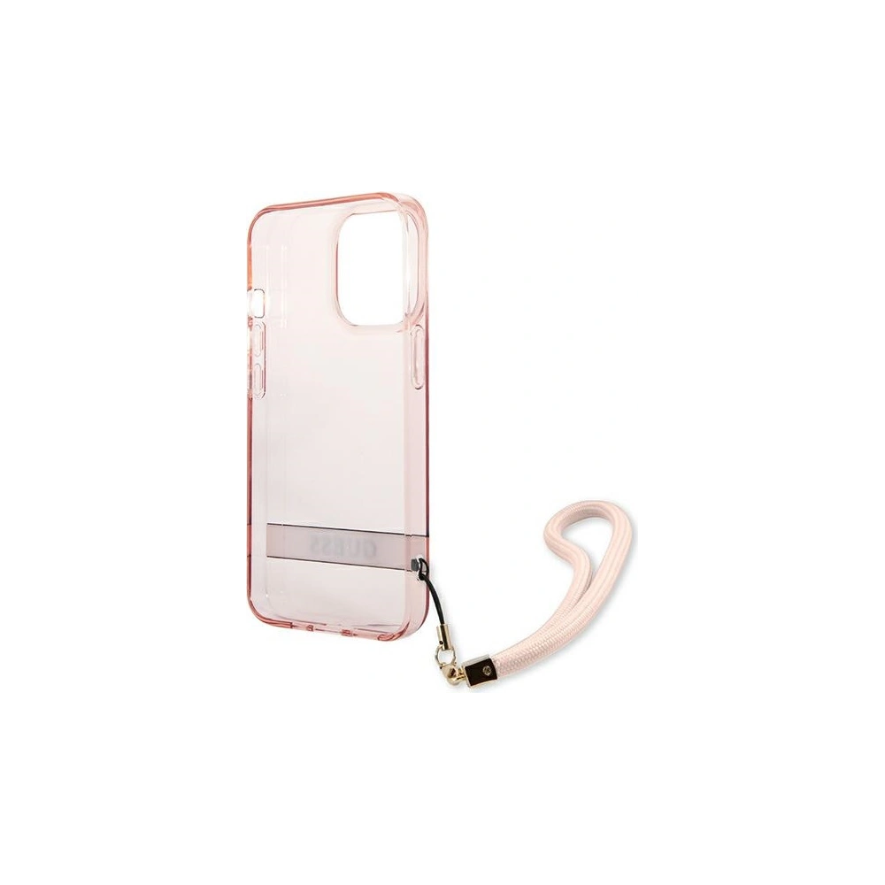 Wholesale Guess GUHCP13LHTSGSP Apple iPhone 13 Pro pink hardcase Translucent Stap - GUE1715PNK - {ean13} - Hurt