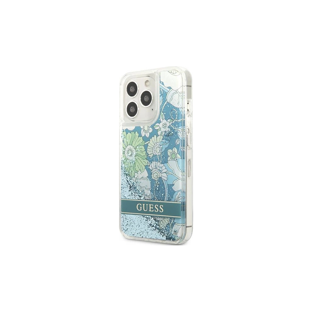 Hurtownia GSM - Etui Guess GUHCP13LLFLSN Apple iPhone 13 Pro zelený/green hardcase Flower Liquid Glitter - GUE1716GRN - {ean13} - Hurt