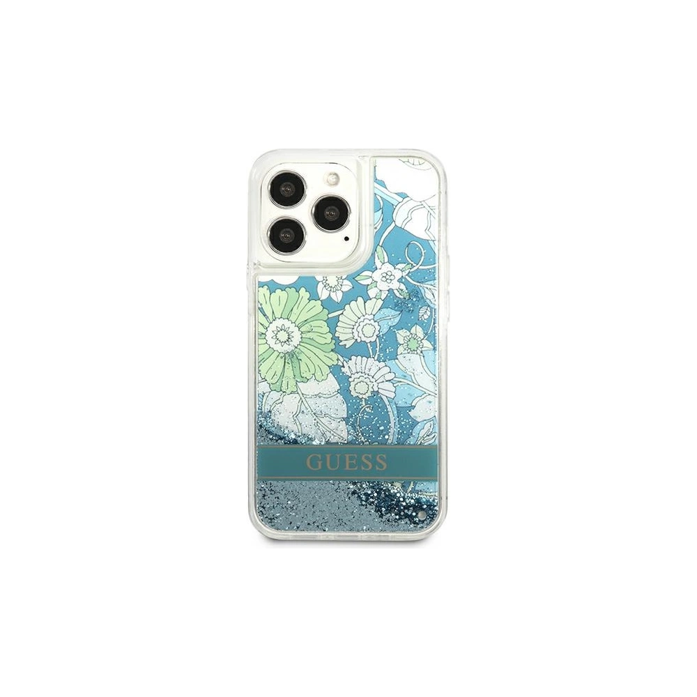 Wholesale Guess GUHCP13LLFLSN Apple iPhone 13 Pro green hardcase Flower Liquid Glitter - GUE1716GRN - {ean13} - Hurt