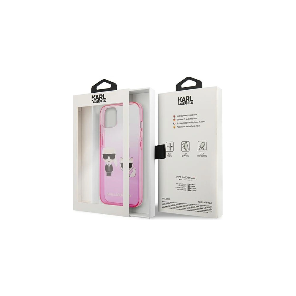 Hurtownia GSM - Etui Karl Lagerfeld KLHCP13STGKCP Apple iPhone 13 mini hardcase růžový/pink Gradient Ikonik Karl & Choupette - KLD940PNK - {ean13} - Hurt