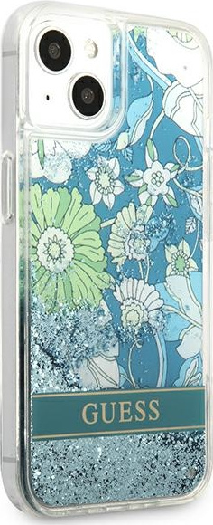 Kryt Guess GUHCP13MLFLSN Apple iPhone 13 green hardcase Flower Liquid Glitter