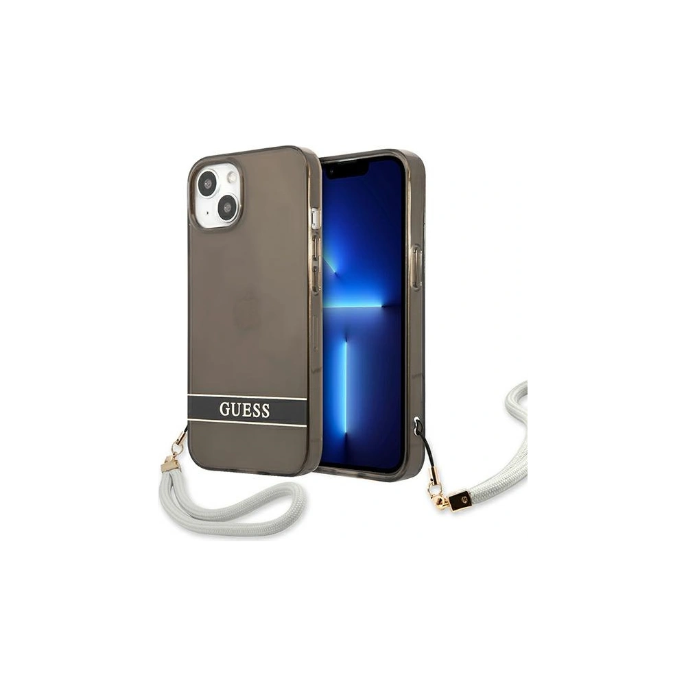 Wholesale Guess GUHCP13SHTSGSK Apple iPhone 13 mini black hardcase Translucent Stap - GUE1720BLK - {ean13} - Hurt