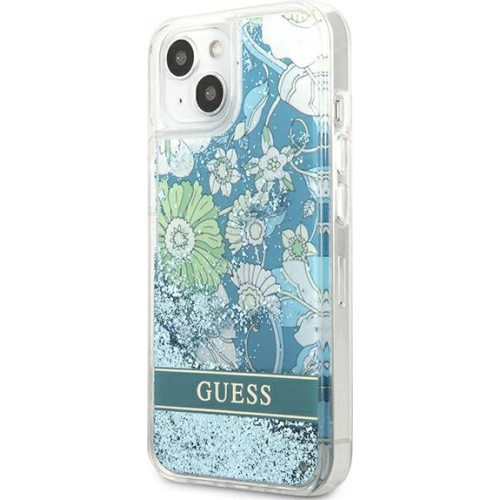 Etui Guess GUHCP13SLFLSN Apple iPhone 13 mini zielony/green hardcase Flower Liquid Glitter