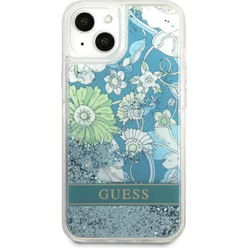 Etui Guess GUHCP13SLFLSN Apple iPhone 13 mini zielony/green hardcase Flower Liquid Glitter