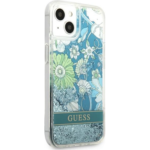 Etui Guess GUHCP13SLFLSN Apple iPhone 13 mini zielony/green hardcase Flower Liquid Glitter