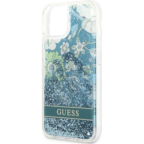 Etui Guess GUHCP13SLFLSN Apple iPhone 13 mini zielony/green hardcase Flower Liquid Glitter