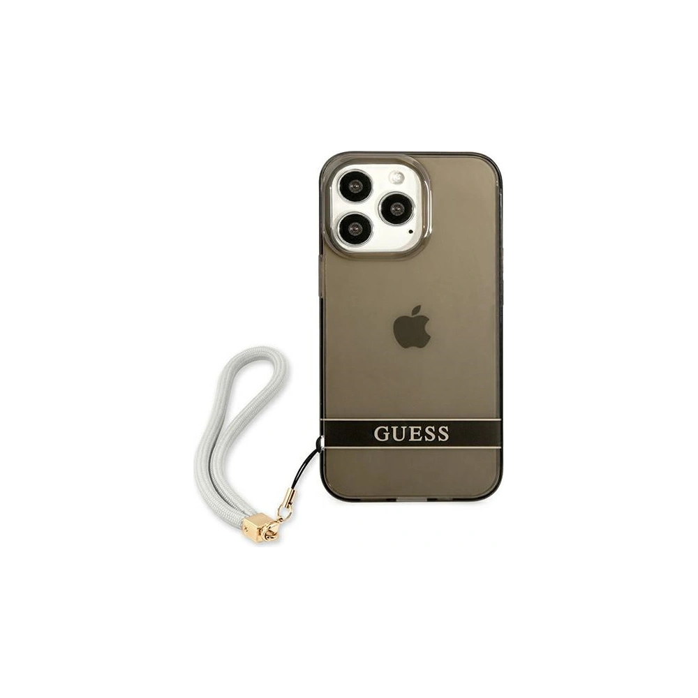 Wholesale Guess GUHCP13XHTSGSK Apple iPhone 13 Pro Max black hardcase Translucent Stap - GUE1723BLK - {ean13} - Hurt