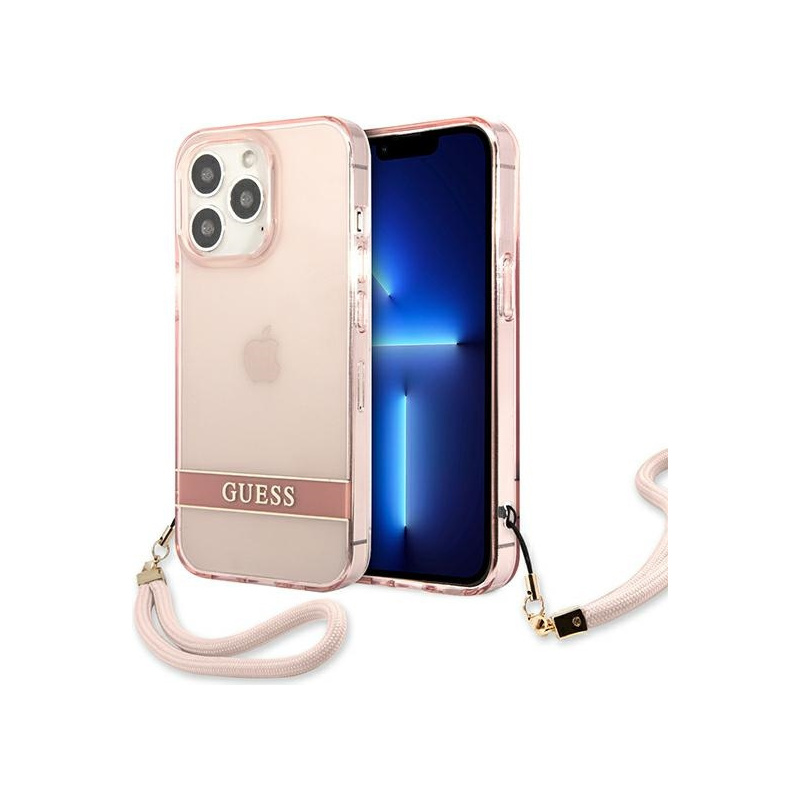 Guess Distributor - 3666339040666 - GUE1724PNK - Guess GUHCP13XHTSGSP Apple iPhone 13 Pro Max pink hardcase Translucent Stap - B2B homescreen