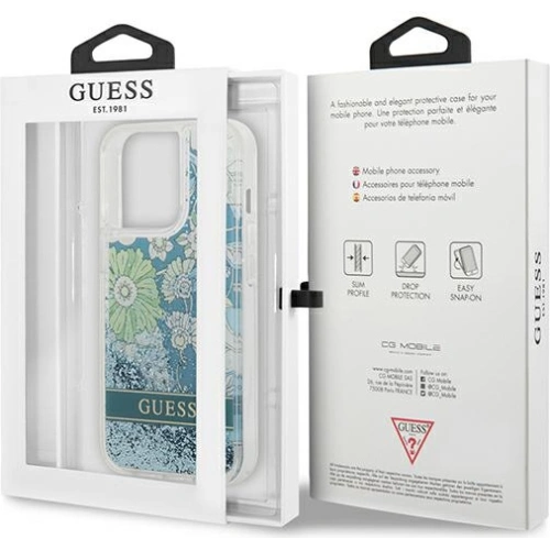 Etui Guess GUHCP13XLFLSN Apple iPhone 13 Pro Max zielony/green hardcase Flower Liquid Glitter
