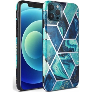 Etui Tech-Protect Marble Apple iPhone 12/12 Pro Modrá