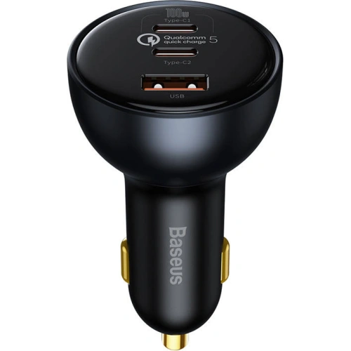 Ładowarka samochodowa Baseus Qualcomm, USB, 2x USB-C, 160W (szara)