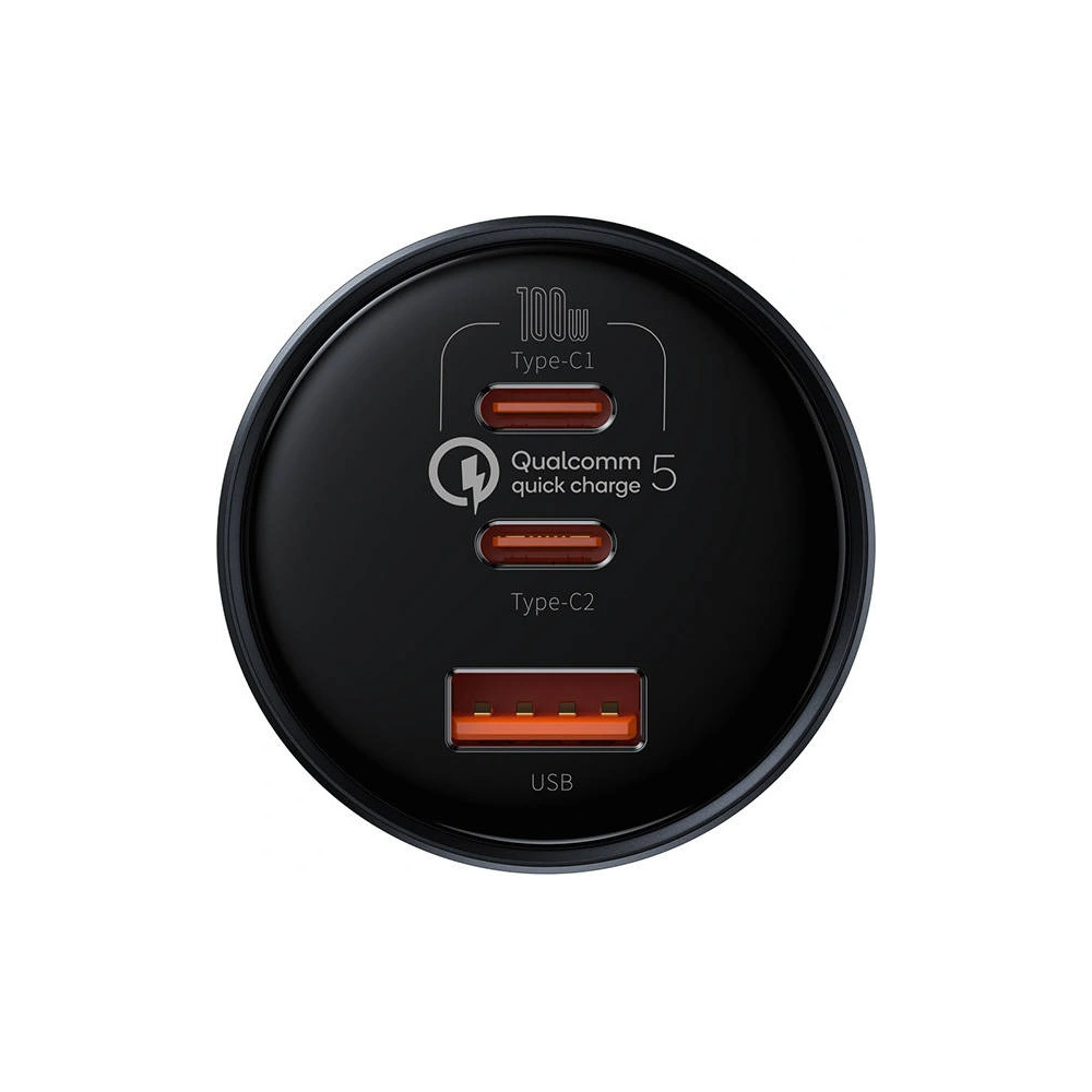Hurtownia GSM - Ładowarka samochodowa Baseus Qualcomm, USB, 2x USB-C, 160W (szara) - BSU3243GRY - {ean13} - Hurt