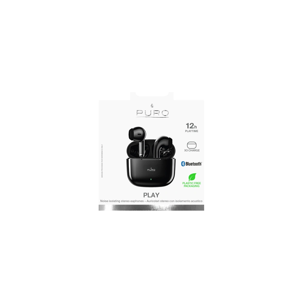 Hurtownia GSM - Sluchátka TWS PURO PLAY 5.0 Bluetooth 5.0 s nabíjecím pouzdrem (černé) - PUR577BLK - {ean13} - Hurt