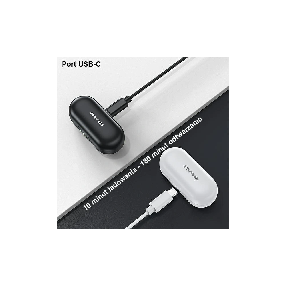 Hurtownia GSM - Sluchátka TWS AWEI T13 Pro Bluetooth 5.1 + dokovací stanice černá/black - AWEI105BLK - {ean13} - Hurt