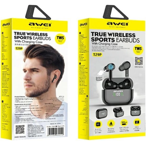 Słuchawki TWS AWEI T29P Bluetooth 5.1 + stacja dokująca czarny/black