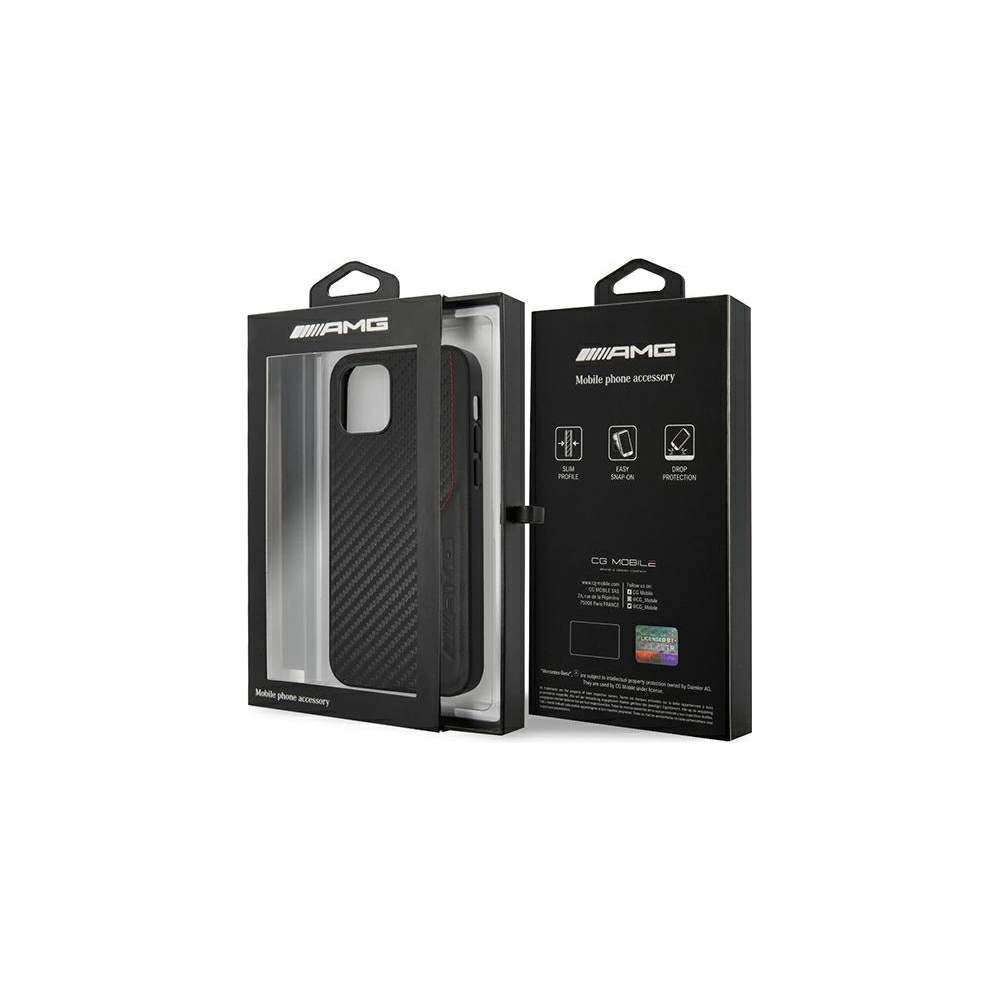 Hurtownia GSM - Etui Mercedes AMG AMHCP12MDEBK Apple iPhone 12/12 Pro černé/black hardcase Leather&Carbon Red Stitching - MRS044BLK - {ean13} - Hurt
