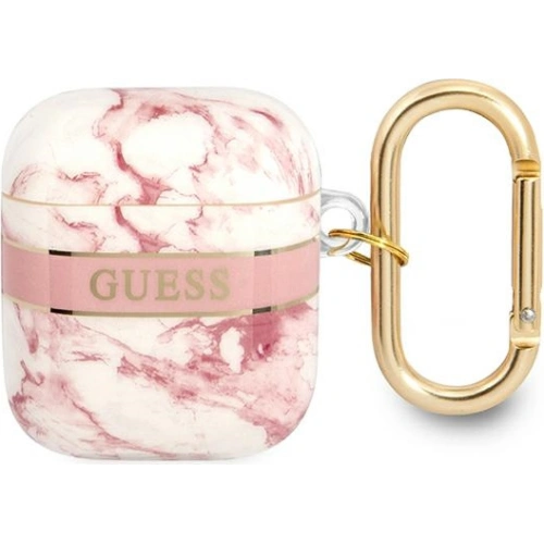 Etui Guess GUA2HCHMAP Apple AirPods różowy/pink Marble Strap Collection