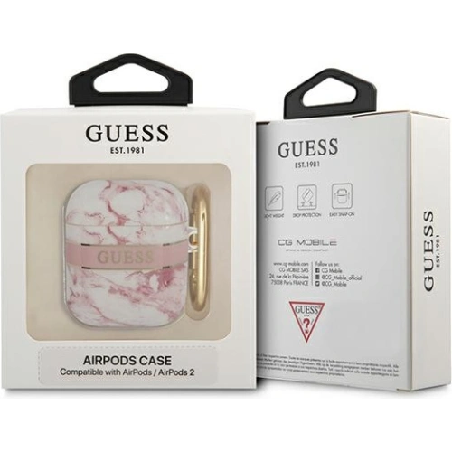 Etui Guess GUA2HCHMAP Apple AirPods różowy/pink Marble Strap Collection