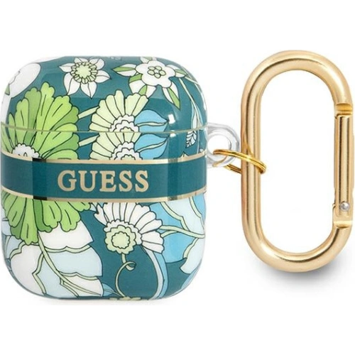 Etui Guess GUA2HHFLN Apple AirPods zielony/green Flower Strap Collection