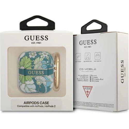 Etui Guess GUA2HHFLN Apple AirPods zielony/green Flower Strap Collection