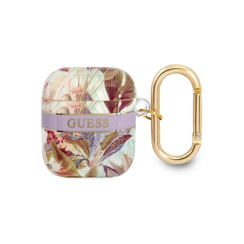 Hurtownia Guess - 3666339041908 - GUE1744PRP - Etui Guess GUA2HHFLU Apple AirPods fioletowy/purple Flower Strap Collection - B2B homescreen