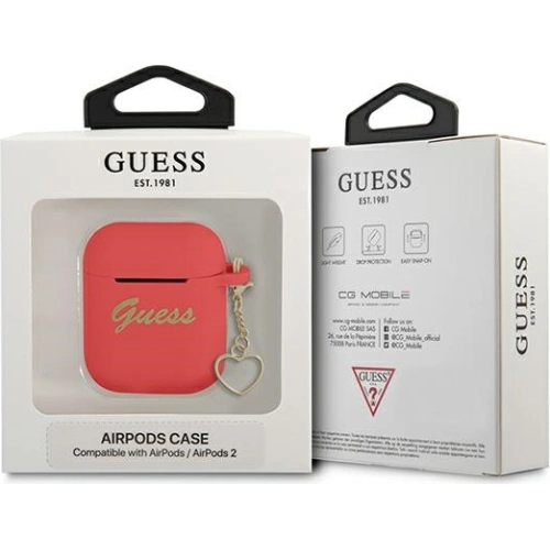 Etui Guess GUA2LSCHSR Apple AirPods czerwony/red Silicone Charm Heart Collection