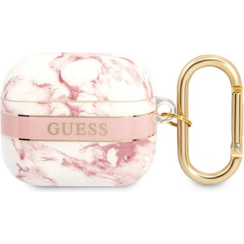 Etui Guess GUA3HCHMAP Apple AirPods 3 różowy/pink Marble Strap Collection