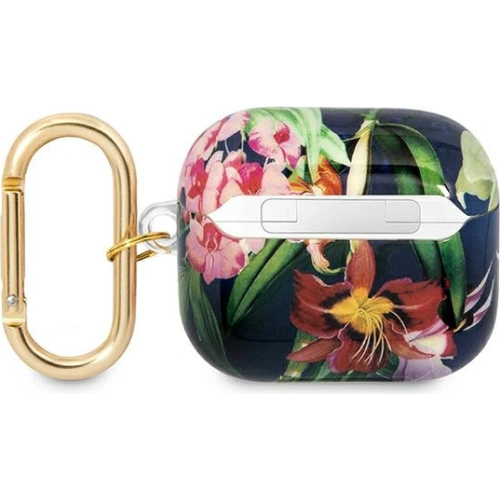 Etui Guess GUA3HHFLB Apple AirPods 3 niebieski/blue Flower Strap Collection