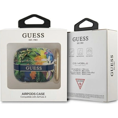 Etui Guess GUA3HHFLB Apple AirPods 3 niebieski/blue Flower Strap Collection