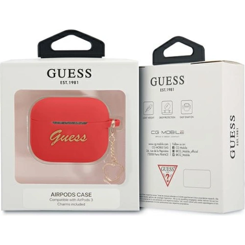 Etui Guess GUA3LSCHSR Apple AirPods 3 czerwony/red Silicone Charm Heart Collection