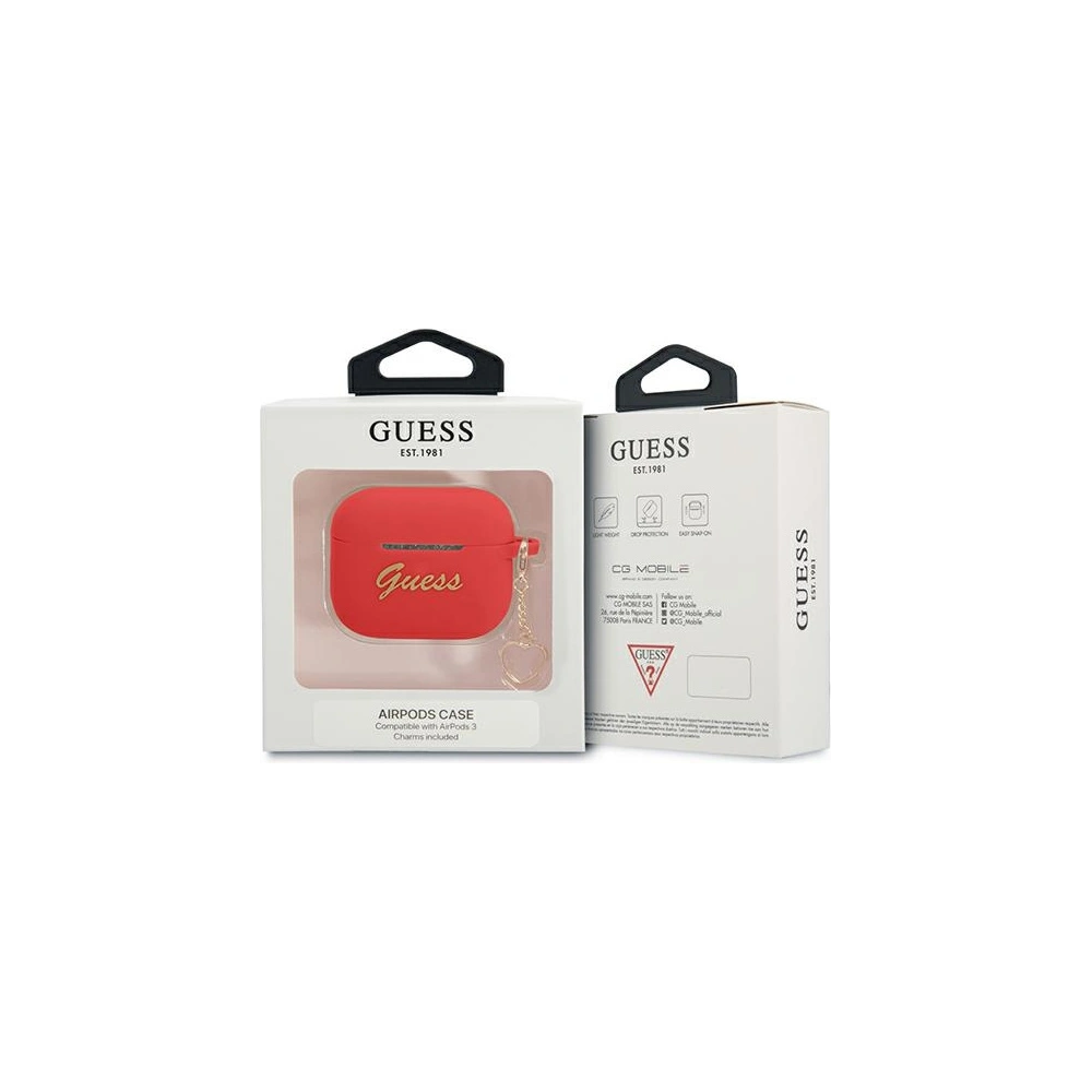 Hurtownia GSM - Etui Guess GUA3LSCHSR Apple AirPods 3 červený/red silikonový přívěsek srdce kolekce - GUE1752RED - {ean13} - Hurt