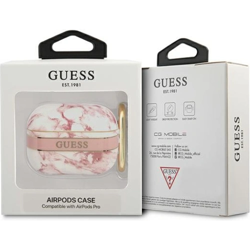 Etui Guess GUAPHCHMAP Apple AirPods Pro różowy/pink Marble Strap Collection