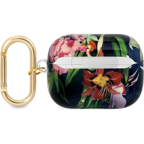 Etui Guess GUAPHHFLB Apple AirPods Pro niebieski/blue Flower Strap Collection