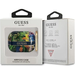 Etui Guess GUAPHHFLB Apple AirPods Pro niebieski/blue Flower Strap Collection