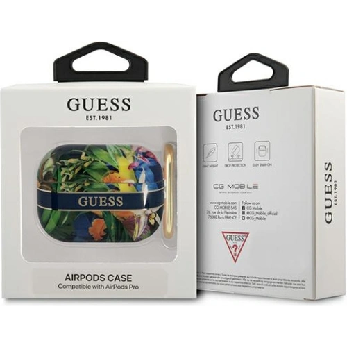 Etui Guess GUAPHHFLB Apple AirPods Pro niebieski/blue Flower Strap Collection