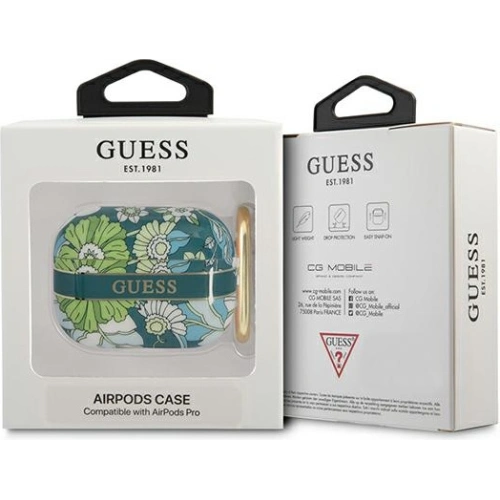 Etui Guess GUAPHHFLN Apple AirPods Pro zielony/green Flower Strap Collection