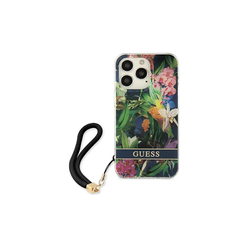 Hurtownia GSM - Etui Guess GUHCP13LHFLSB Apple iPhone 13 Pro modrý/blue hardcase Flower Strap - GUE1759BLU - {ean13} - Hurt