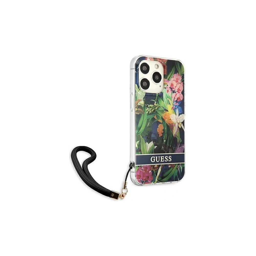 Hurtownia GSM - Etui Guess GUHCP13LHFLSB Apple iPhone 13 Pro modrý/blue hardcase Flower Strap - GUE1759BLU - {ean13} - Hurt